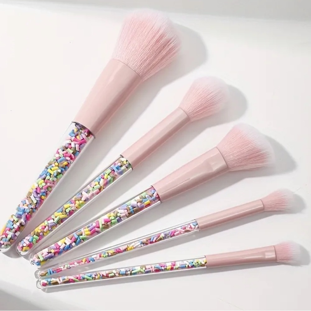 SPRINKLES!! Colorful Pastel Pink Makeup Cosmetic Brushes Brush Set KAWAII